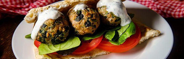 Turkey meatball sandwich with pita breadfor main inspiration recipe image