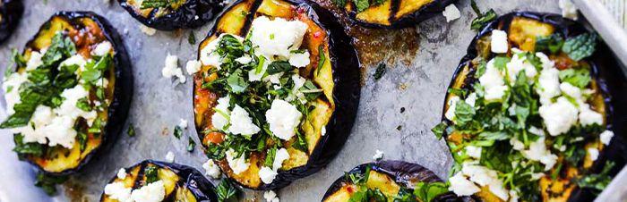 Grilled eggplant with feta cheesefor main inspiration recipe image