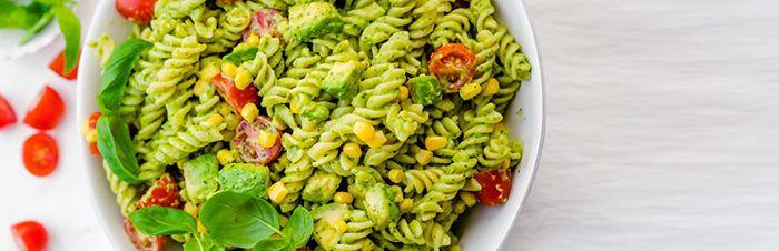 Pasta salad with avocado and mint dressingfor main inspiration recipe image